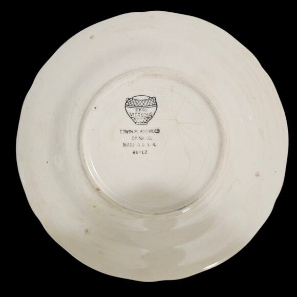 Vintage Edwin M. Knowles Floral Plates Set of 4 – Semi-Vitreous China USA 1940s - Picture 2 of 6